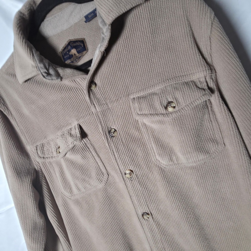 Freedom Foundry Corduroy‎ Fleece Lined Shirt Jacket Tan Button Up Men's Medium